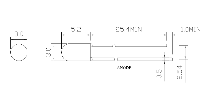 3 mm grønn ledd 3mm green led